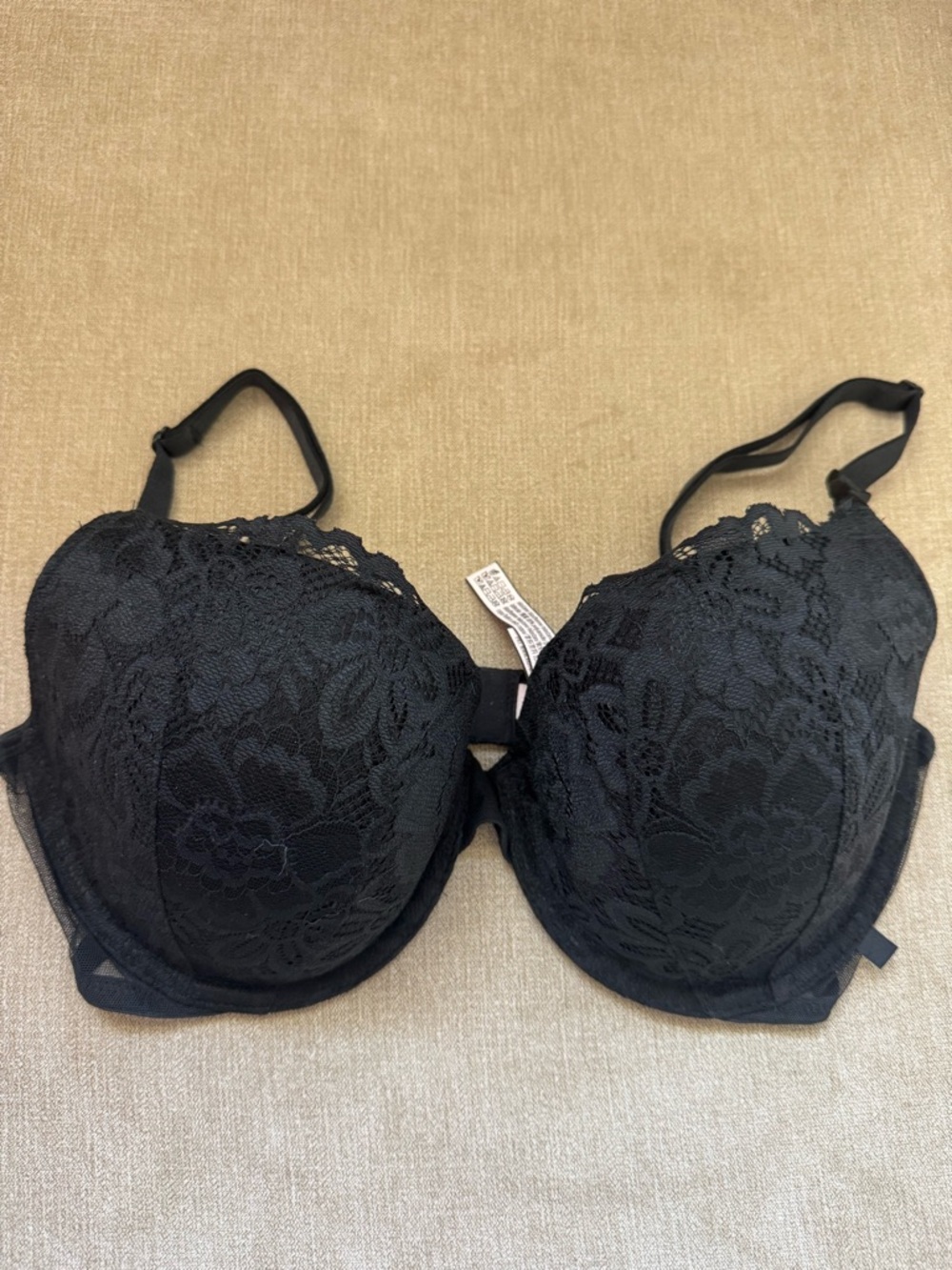 Victoria’s Secret Black Lace Push Up Bra 36D Multiway Underwire Padded